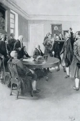 After the Massacre: Samuel Adams Demanding of Governor Hutchinson the Instant Withdrawal of British Troops, illustration from 